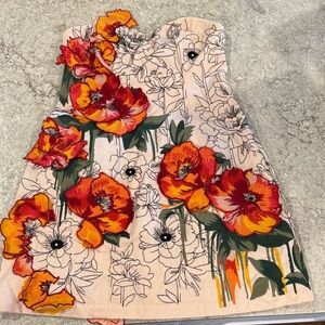 Anthropologie Dress with Red and Orange Floral Design